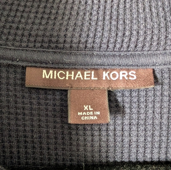 Michael Kors Men's Navy Blue Quarter Zip-Up Sweater - Picture 2 of 4